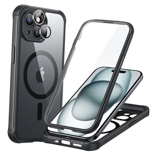 Magnetic for Case [Compatible with MagSafe] Full-Body iPhone 15 Clear Black