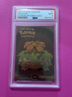 2000 Danone Pokémon Stadium Tip Shiny GOLD Venusaur #1 PSA Low Pop 