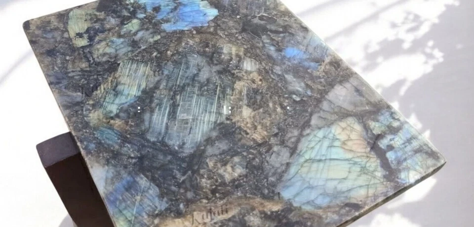 24"x15" Labradorite Stone Dining Table Crystal Healing Gemstone Countertop Decor - Image 4 of 4