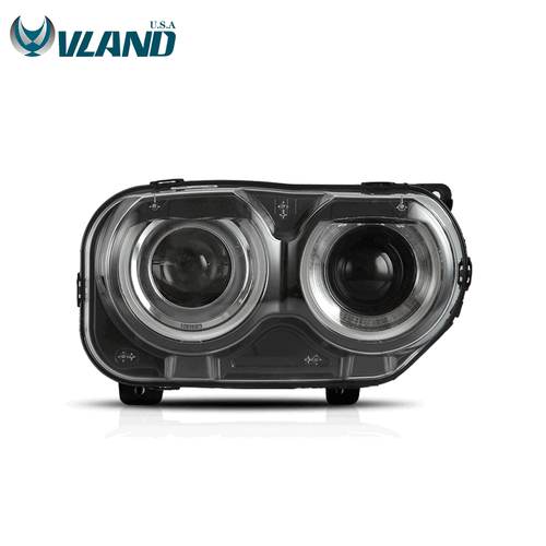 2015-2022 VLAND Projector Headlights For Dodge Challenger LED Halo Front Lamps - Picture 2 of 16