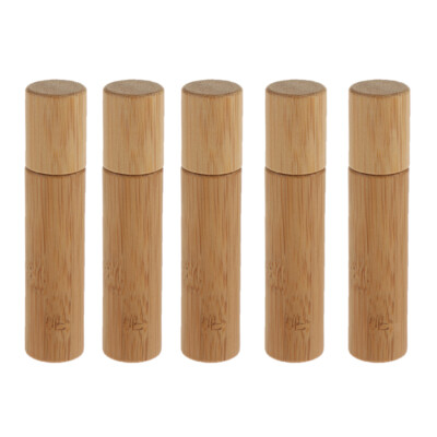 5er Set 10ml Natürliche Bambus Holz Parfüm Ätherische Öl Roller Flaschen