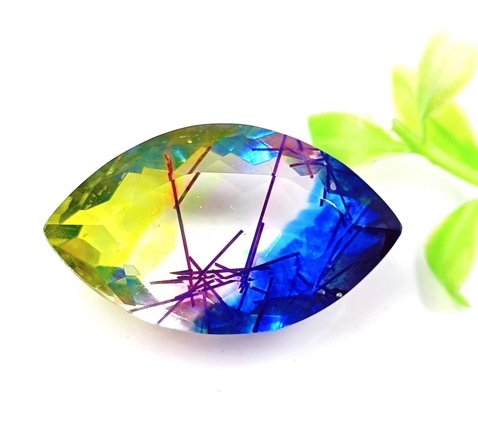 104.50 Ct Multi-Color Rutilated Quartz Marquise Cut Certified Loose Gemstone AKA - Image 2 of 4