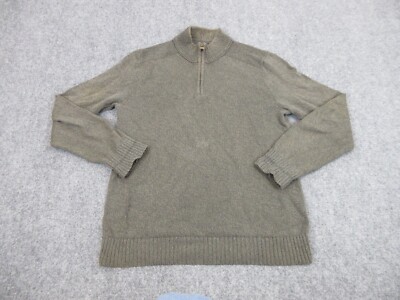 Eddie Bauer Sweater Mens Adult Large Green Quarter Zip Knit Preppy Casual