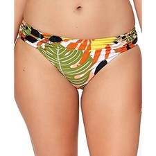  44 Bar III Tropical Print Stretch Ruched Lined Full Coverage Bottom Medium NWOT