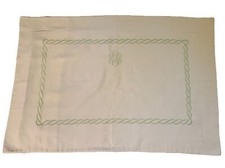Matouk 1 King Sham Classic Chain Greek Motiff Monogramed USA White Green