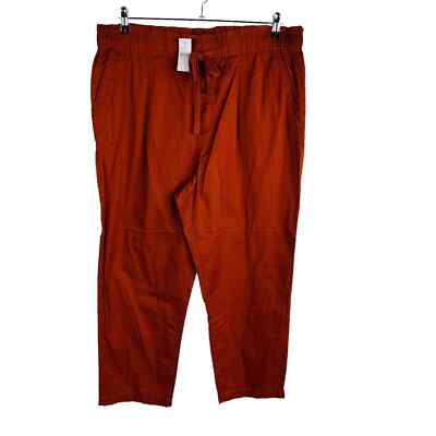 New LOFT Womans Sz XL Paperbag High Waist Pants Orange Relaxed Fit Crop NWT