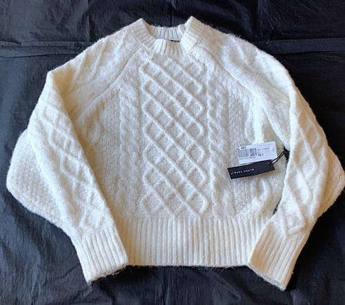 Neu mit Etikett Damenpullover schwarz Band weicher Zopfmuster cremefarben Größe M - Bild 1 von 7