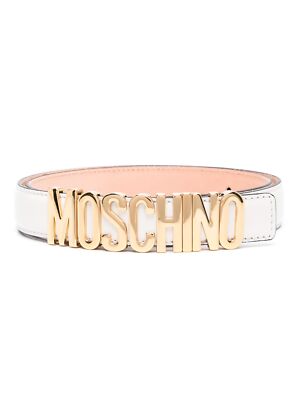 Moschino Couture Logo Lettering Leather Belt White Size IT 44 New MK024052