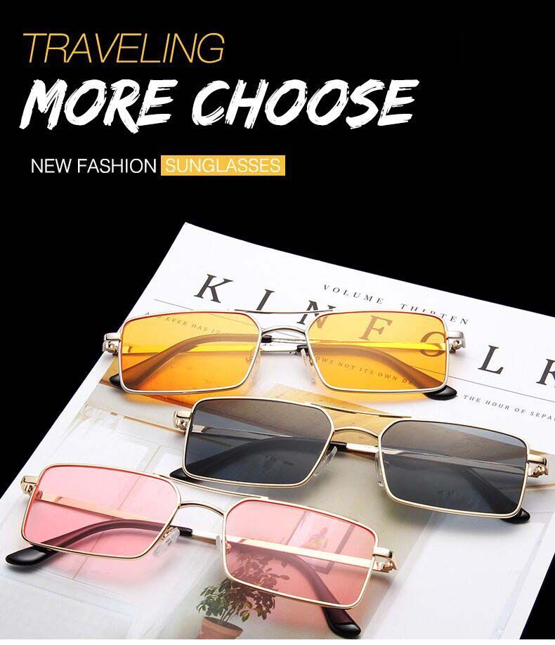 Small 54mm Square Sunglasses with Acrylic Lens & Double Metal Bridge