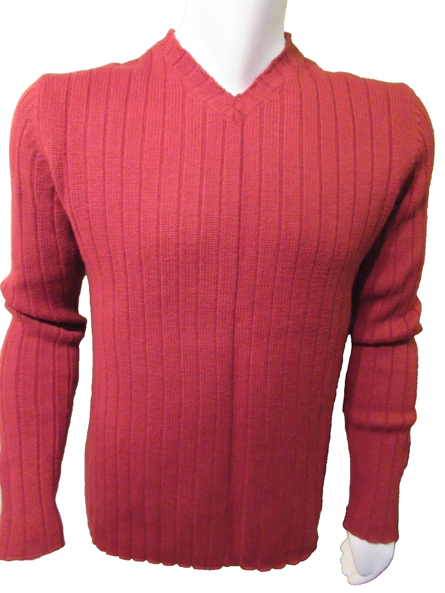 Banana Republic 100% Merino Wool V-neck Ribbed Red Wine L/S
