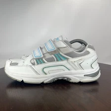 Vionic Tabi Shoes Women's 9 Wide White Gray Leather Double Strap Walking Sneaker