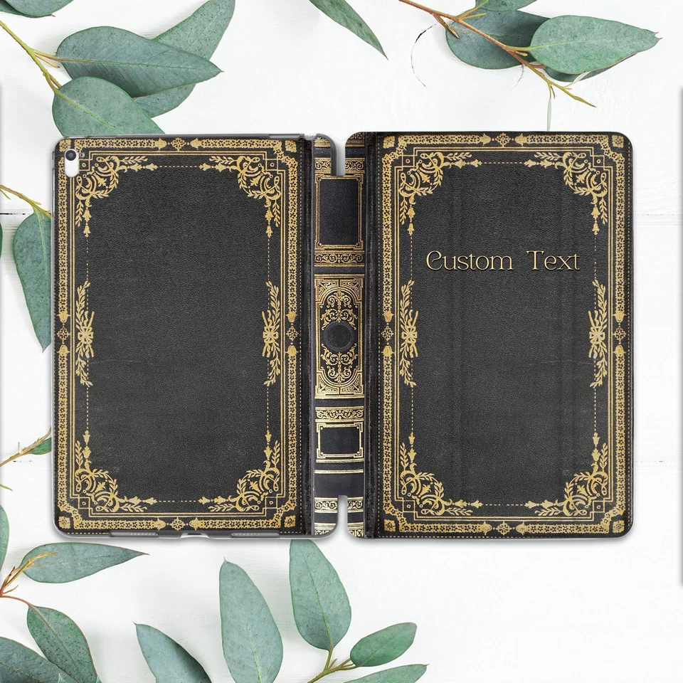 Custom Text Vintage Dark Book Case For iPad 10.2 Pro 12.9 11 9.7 Air 4 5 Mini - Image 4 of 4