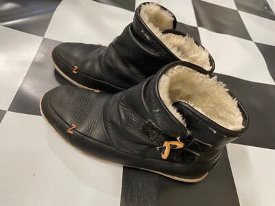 Winterschuh Hub Ridge Ankle Boot Fell Halbschuhe schwarz weiß Glattleder Gr. 36 