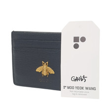 TARIFF FREE GUCCI Animalier Card Case 523685 Leather Black Unisex Holder GA165