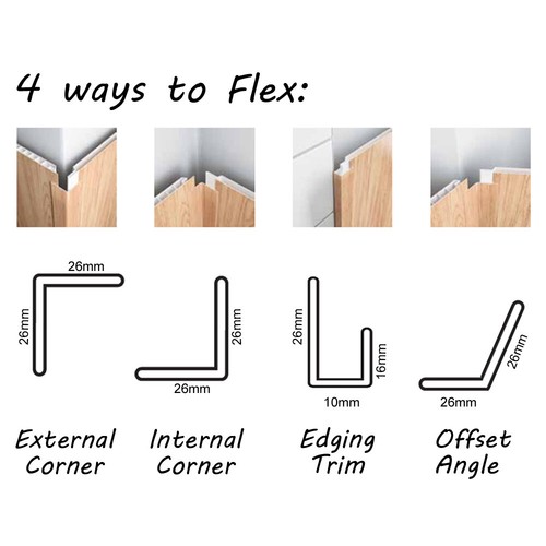 Finish Flex Flexible Plastic Corner Trim Self Adhesive Edging Strip