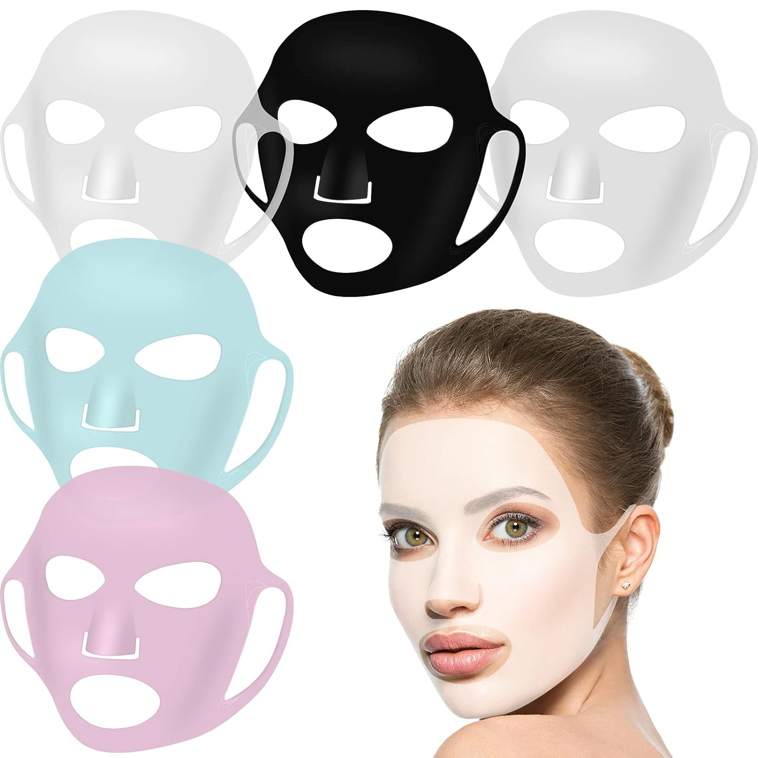 5Pcs Reusable Silicone Face Mask Covers for Hydrating Skincare
