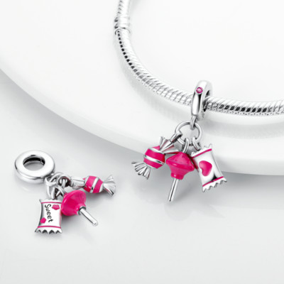 Liebe Herz Süßigkeiten Süßigkeiten Paket Lutscher Verpackung Charm Sterlingsilber 925