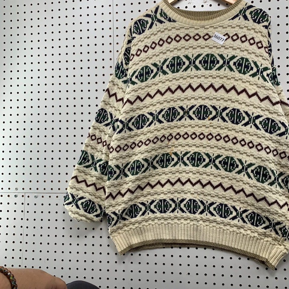 Suéter Tejido 3D Bill Blass De Colección Para Hombres XL Rayas Coogi Abuelo Hecho en EE. UU. 25x29 Foto 3 de 4