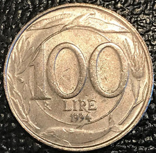 VINTAGE HIGH GRADE AU 1994 100 LIRE DOLPHIN COIN-APR444