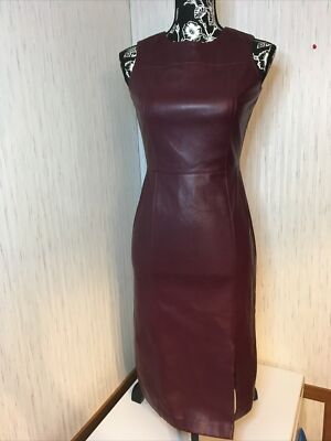 Ann Taylor Maroon Fit/Flare Sleeveless Faux Leather Size 00P | eBay