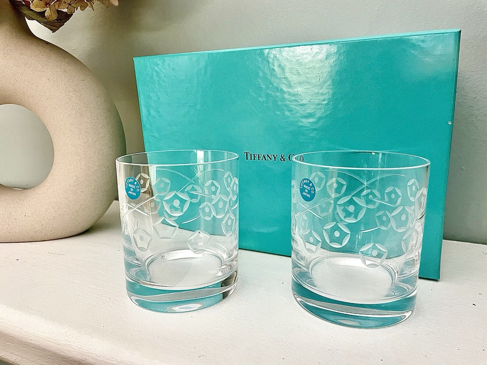 TIFFANY&Co. Tiffany Pair Glass Rock Glass Whisky Glass 2 Sets With Box Unused-image