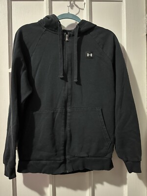 Under Armour Mens UA Rival Fleece Full Zip Hoodie Black Cold