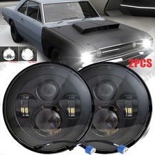 Pair 7 Round Projector Led Headlights Hilo Beam For Dodge Dart 64-1976 Raider Pair 7 Round Projector Led Headlights Hilo Beam For Dodge Dart 64-1976 Raider