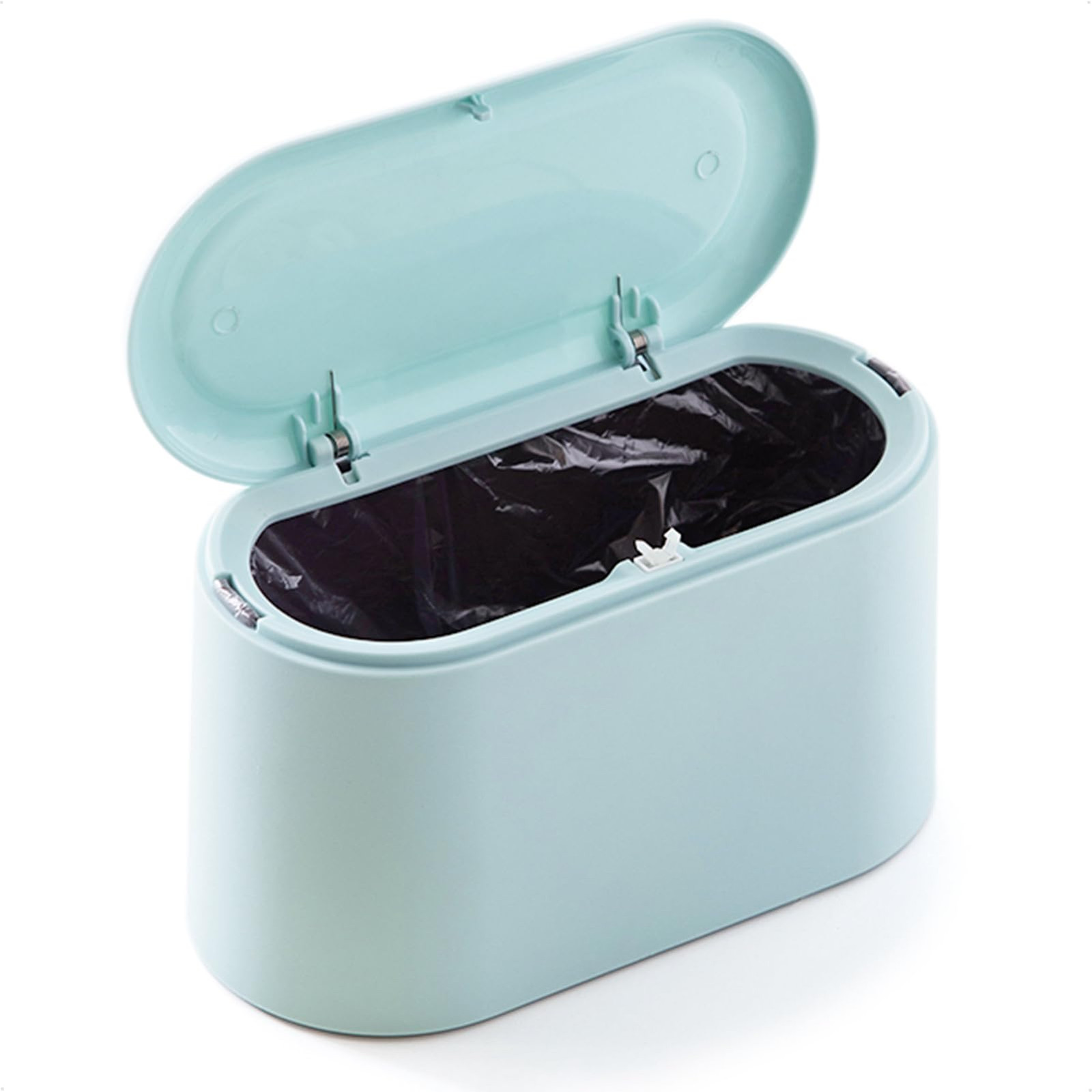 Mini Trash Can with Lid, Press-Type with Removable Inner Plastic Small Garbag...