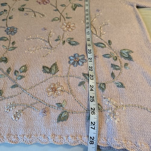 Jenny Damen Gr. XL rosa Blumen bestickt Strick Pullover Oma Cottagecore 90er - Bild 10 von 11