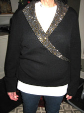 rmk99 St. John Wrap Black Beaded Evening Sweater/Jacket Ladies Sz 10 NM st135