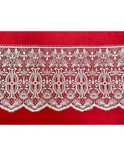 Passamaneria Macramè Pizzo Ricamo Sacro Croce Fiori Smerlato Bianco Alto 25 Cm 2