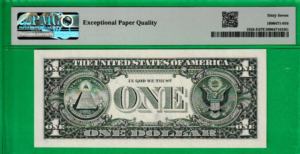 $1  Federal Reserve note RADAR Serial Numbers 44-1551-44 PMG 67 - Image 3 of 3