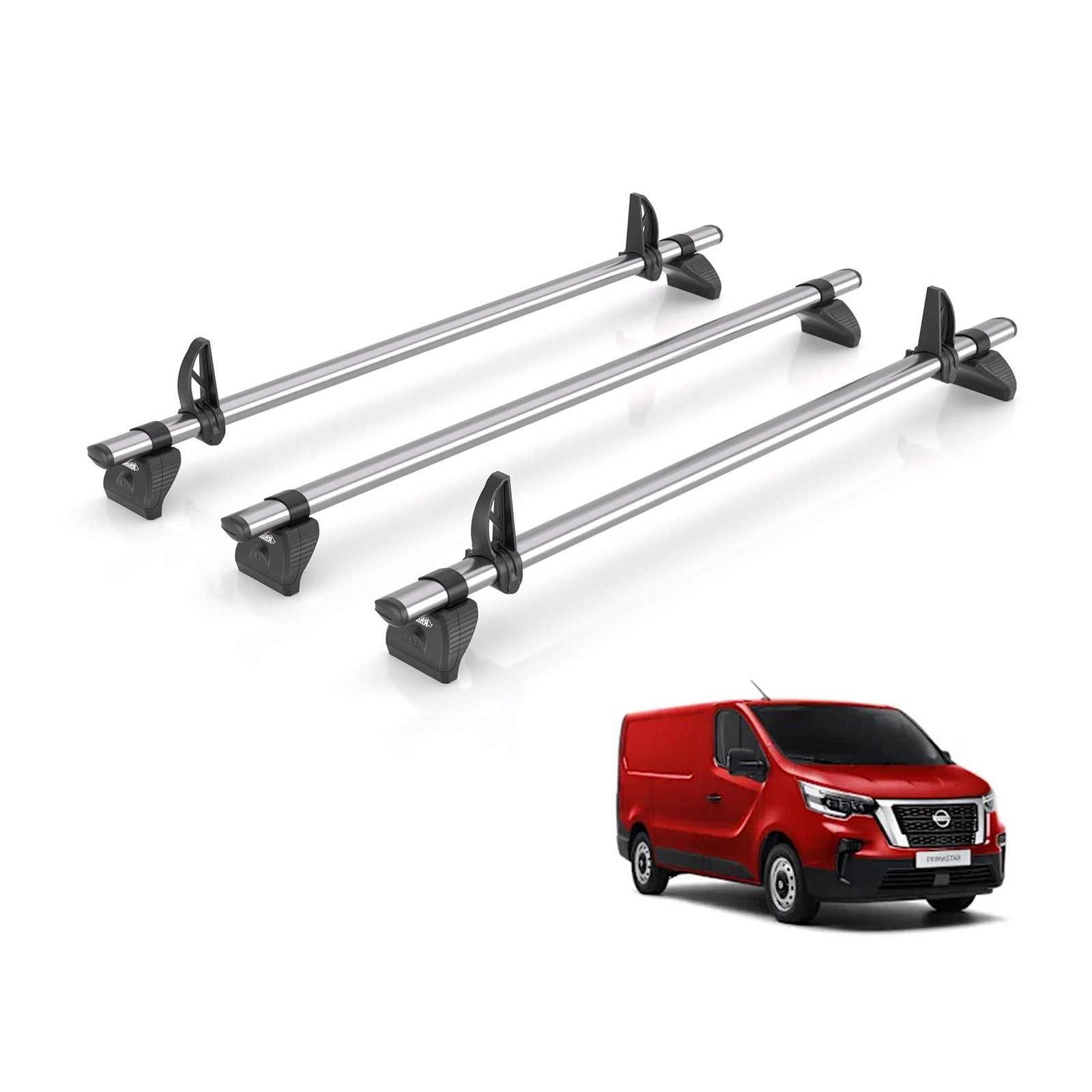 Nissan Primastar Roof Rack for 2022+ [Standard Roof] 3x Roof Bars - Rhino Fleet