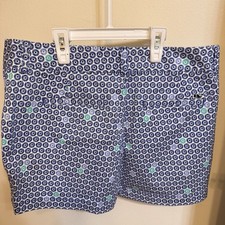 Vineyard Vines Women  s Size 6 Geometric Chino Shorts Blue White Green Pockets