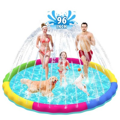 Splash Pad 97in Anti Slip Thickened Durable Kids Dogs Outdoor Colorful Raxurt
