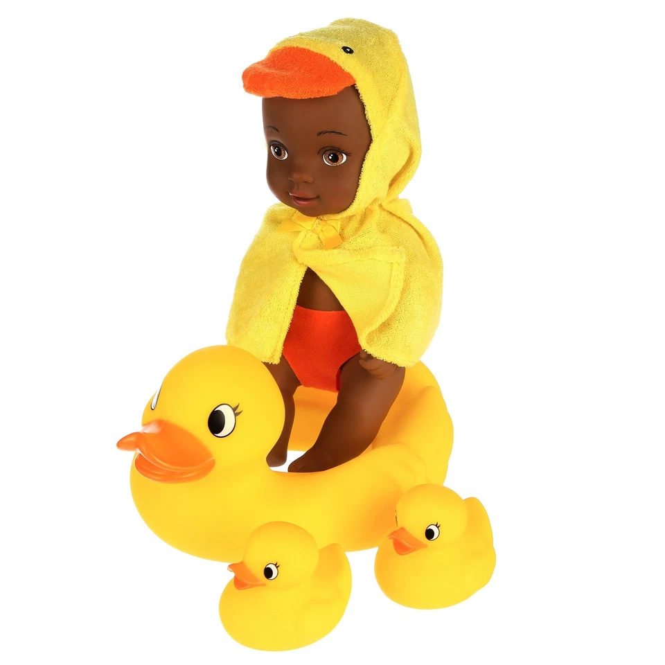 Just Play Waterbabies Bath Time Fun Duckie Baby Doll, 10" Black Doll & Ducks - Image 3 of 3