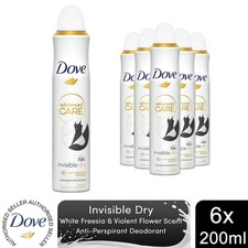 Image of 6x Dove Advanced Care Antiperspirant Deodorant Spray 72H Invisible Dry, 200 ml