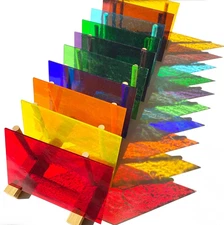 9 Pack Transparent Stained Glass Sheets, 4 X 6 Inch Cathedral Glass Col