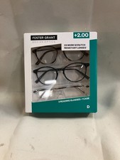Foster Grant Full rim plastic reading Glasses 3 Pack 2.00 1908280 D