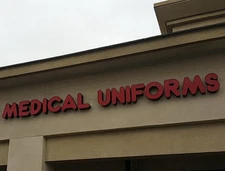 LED Retail Channel Letters Sign For Building “Medical Uniforms”