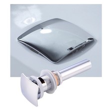 Bathroom Sink pop up Drain with Overflow Chrome for Vanity Vessel,Square,Push...