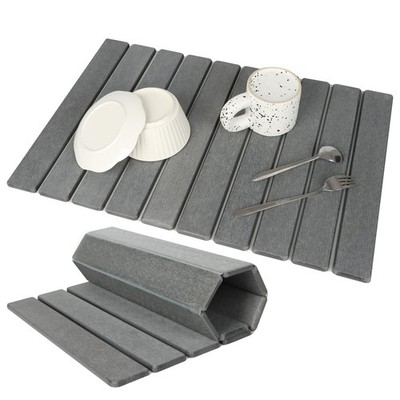 Bourske große Stein Geschirr Trockenmatte für Küche 60*39cm, dunkelgrau 