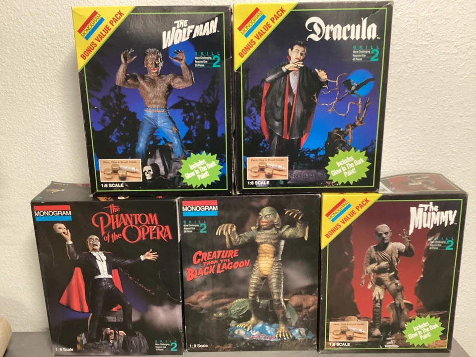 Vintage Monogram Monster Model Boxes Lot of 5 Wolfman Mummy Dracula BOX ONLY - Image 3 of 4