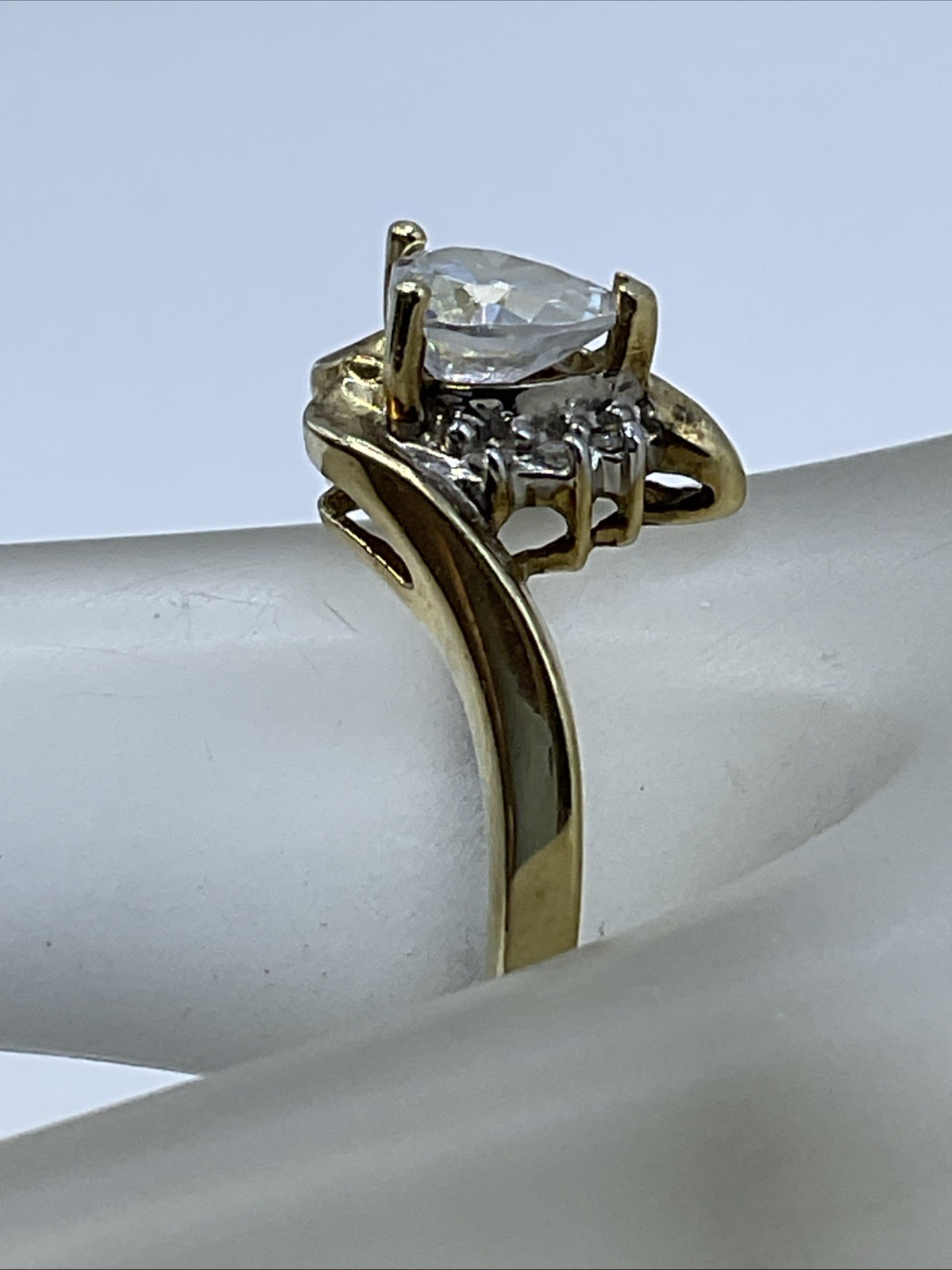 VINTAGE HANDMADE Solid 10K Yellow Ring Mystic CZ … - image 13