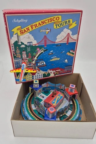 Schylling San Francisco Tours Tin Plate Wind Up Musical Vintage Toy