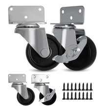 AXL L-Shaped Side Mount Furniture Casters, 2 Inch Swivel Wheels with Lock, Heavy