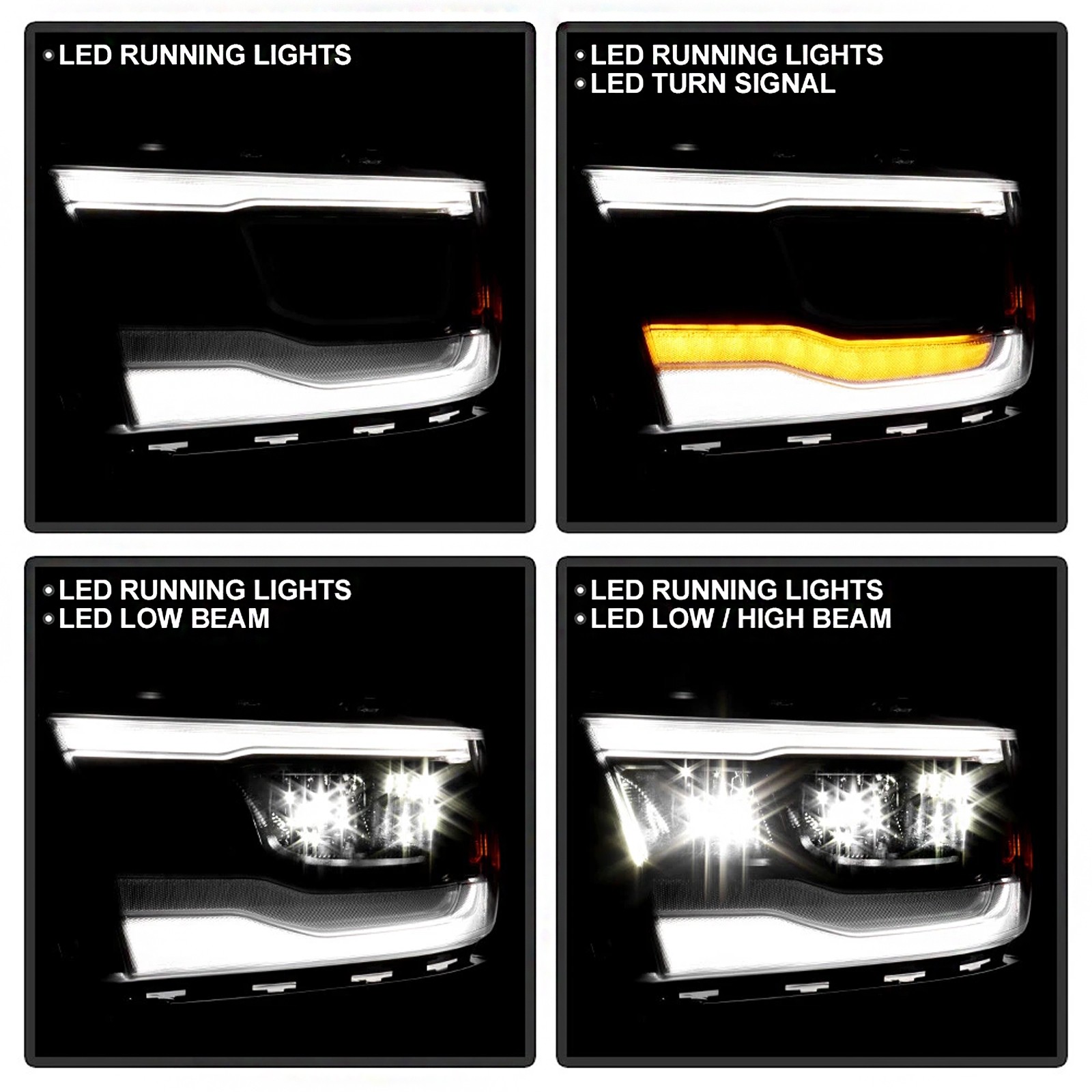 Full LED Headlight Assembly w/DRL Reflector Chrome Bezel For 2019-2023 RAM 1500