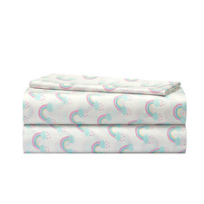 Heritage Kids 3 Piece Twin Sheet Set Rainbow Print Includes Flat Sheet Fitted