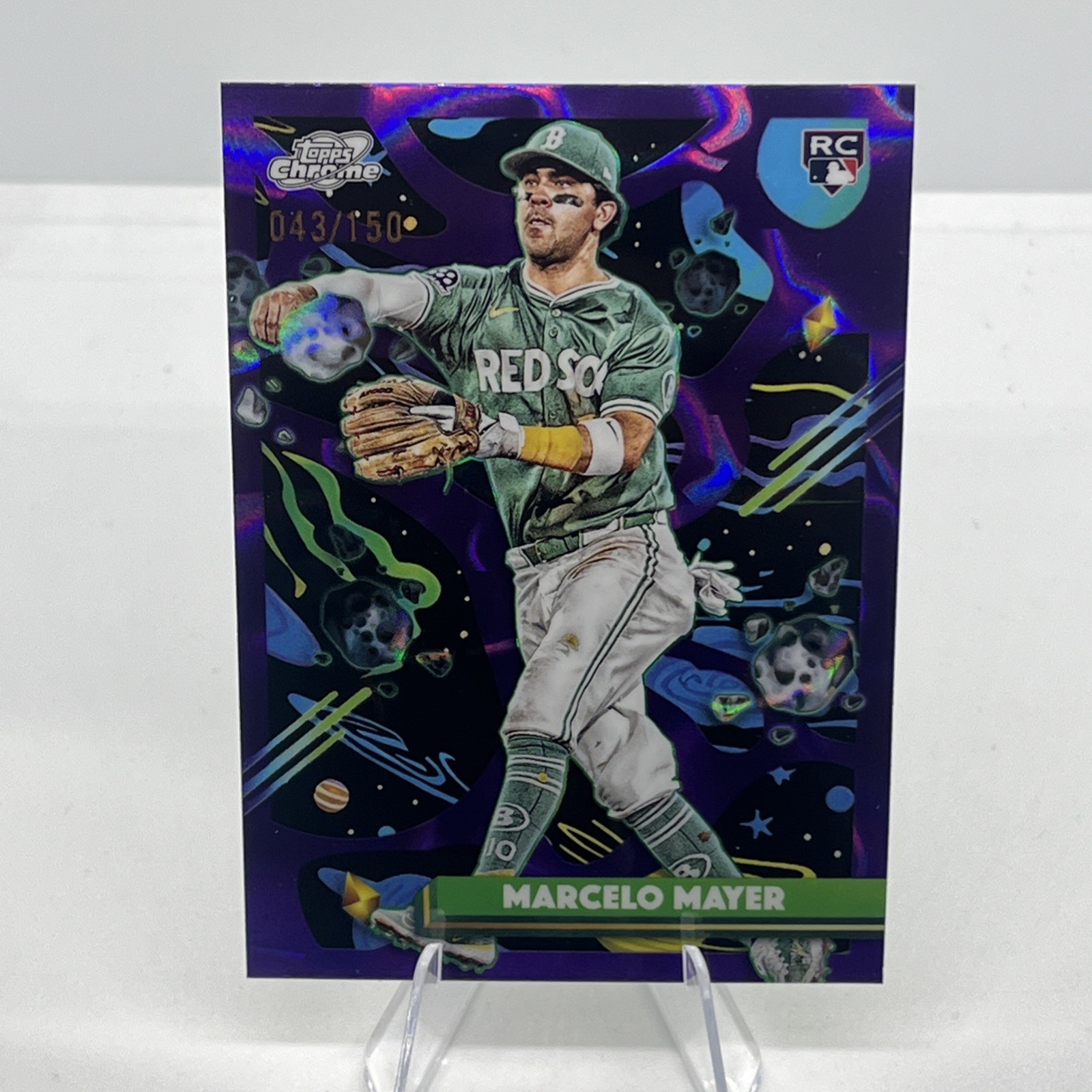 2025 Topps Chrome Cosmic Marcelo Mayer #91 Purple Nebula 43/150 Rookie Red Sox