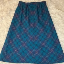Vintage Pendleton Wool Skirt Women Plaid Midi Pockets